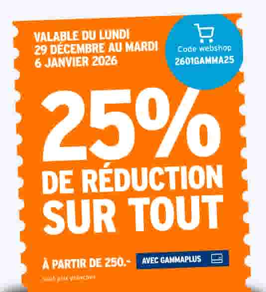 25% de réduction sur tout