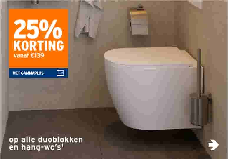 25% korting op alle duoblokken en hang-wc’s
