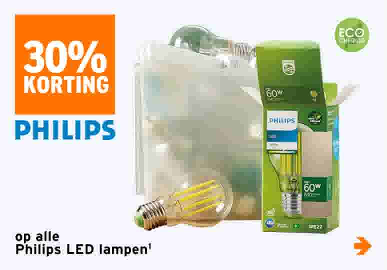 30% korting op alle Philips LED lampen