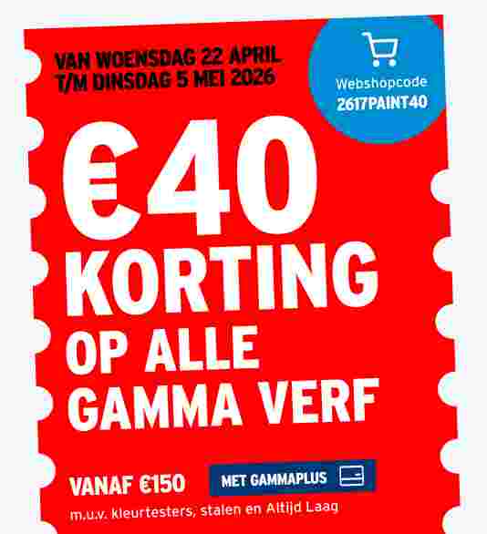 €30 korting op alle GAMMA verf