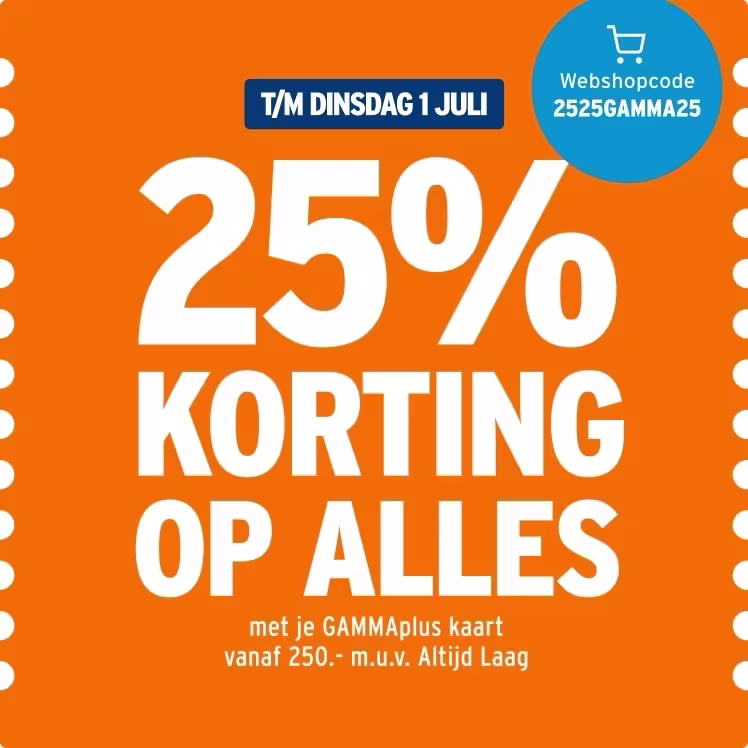 25% korting op alles