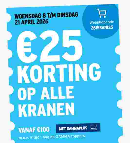 €25 korting op alle kranen