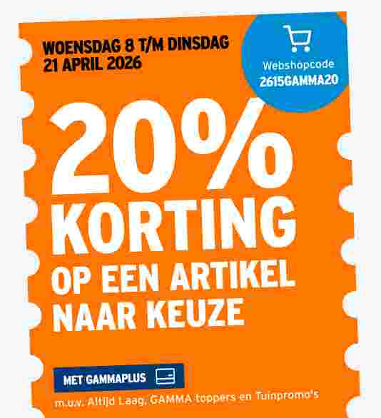 20% korting op een artikel naar keuze