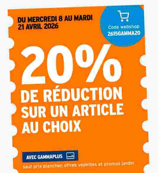 20% de réduction sur un article au choix