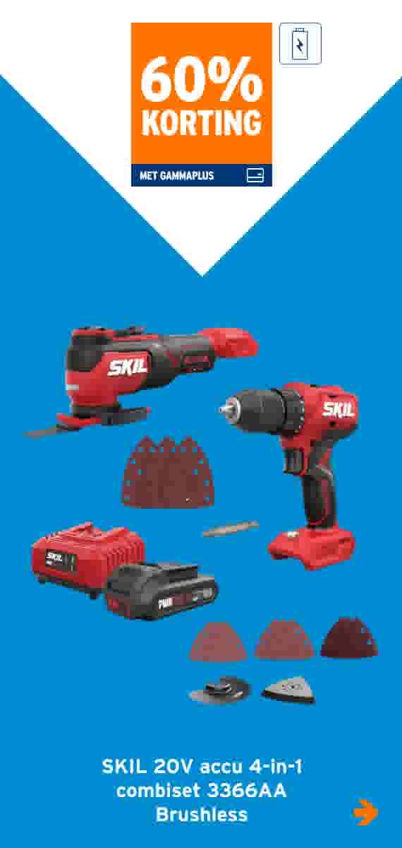 60% korting SKIL 20V accu 4-in-1 combiset 3366AA Brushless