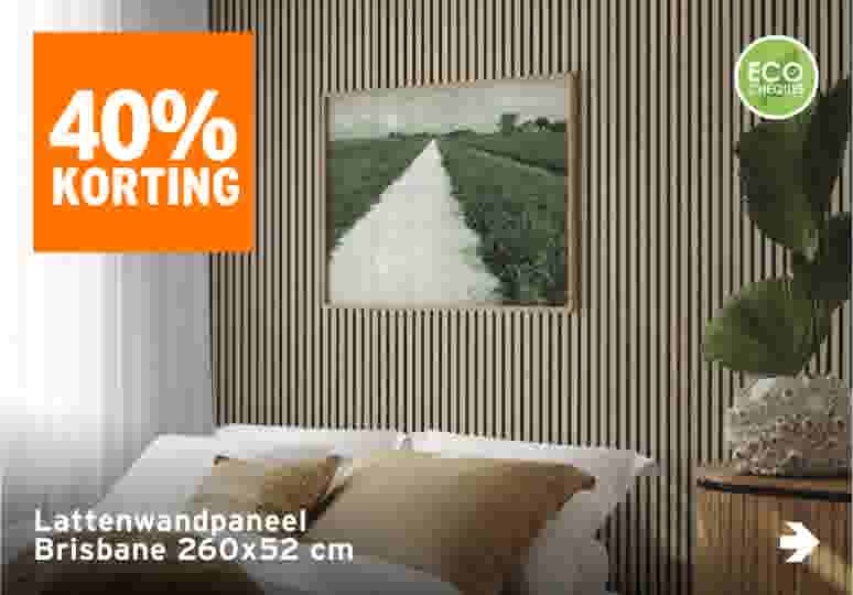 40% korting Lattenwandpaneel  Brisbane 260x52 cm