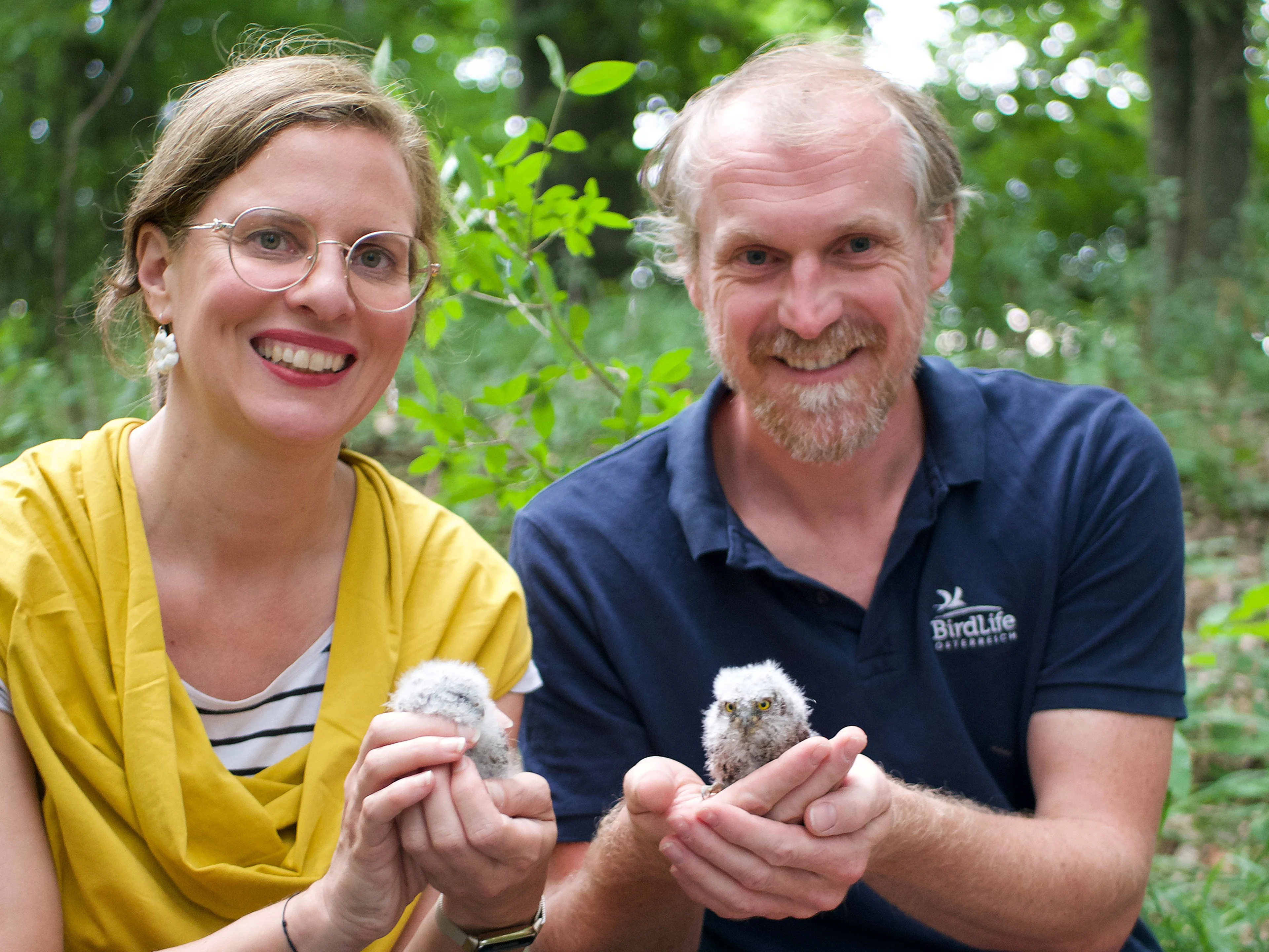 LH-Stv.in Haider-Wallner und Daniel Leopoldsberger bei einer Zwergohreulen-Beringung im Burgenland.