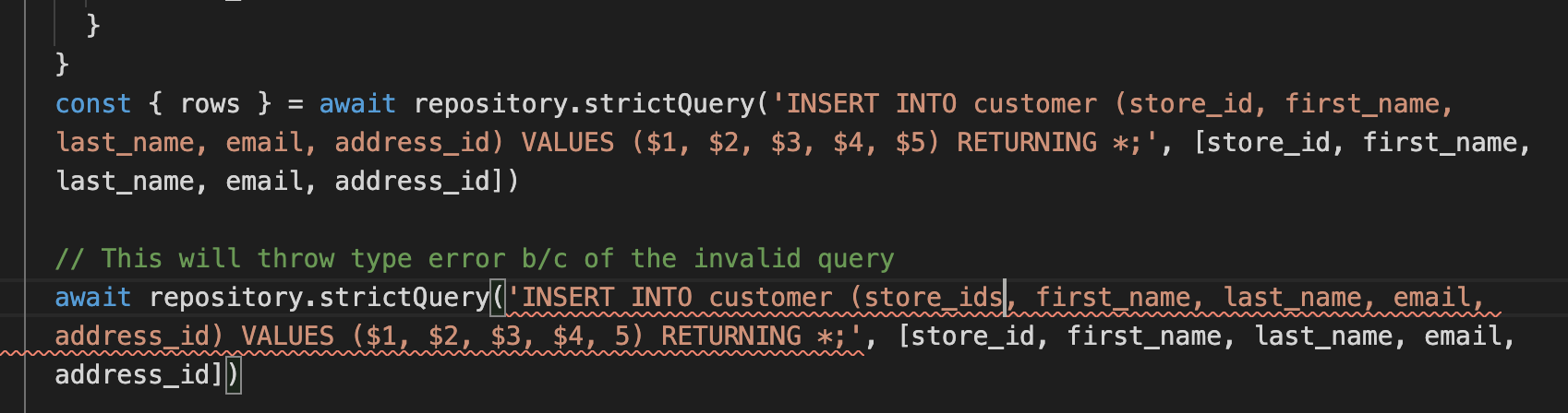 invalid insert query