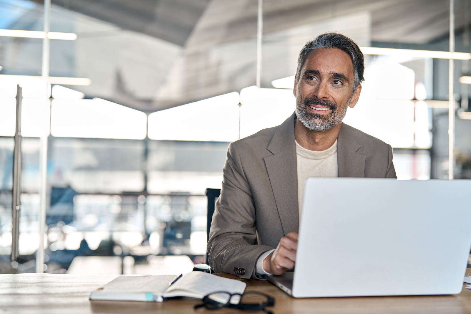 Man working at computer.