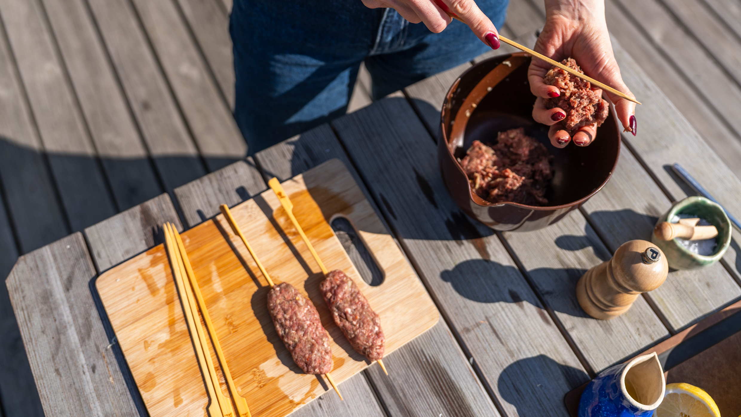 Grillspyd kofta kebab med koriander og spidskommen