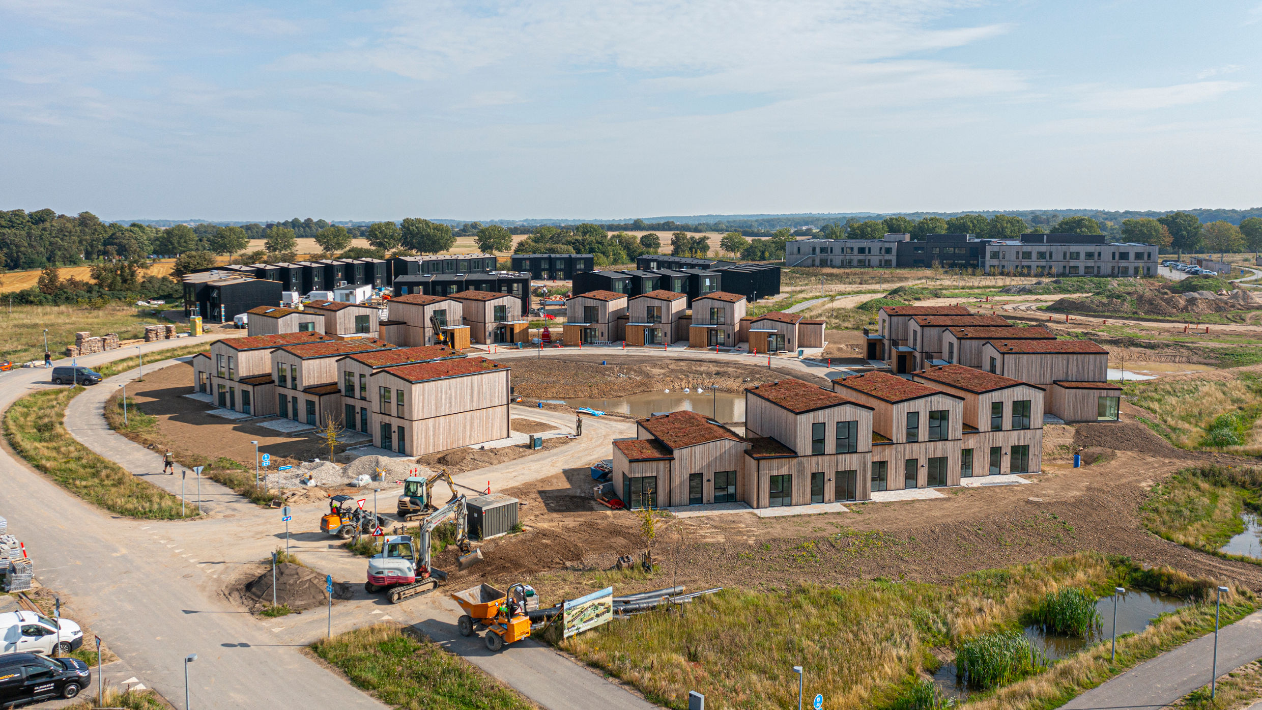 Rækkehusene i Troldebakkerne har lokal afledning af regnvand til LAR bassiner