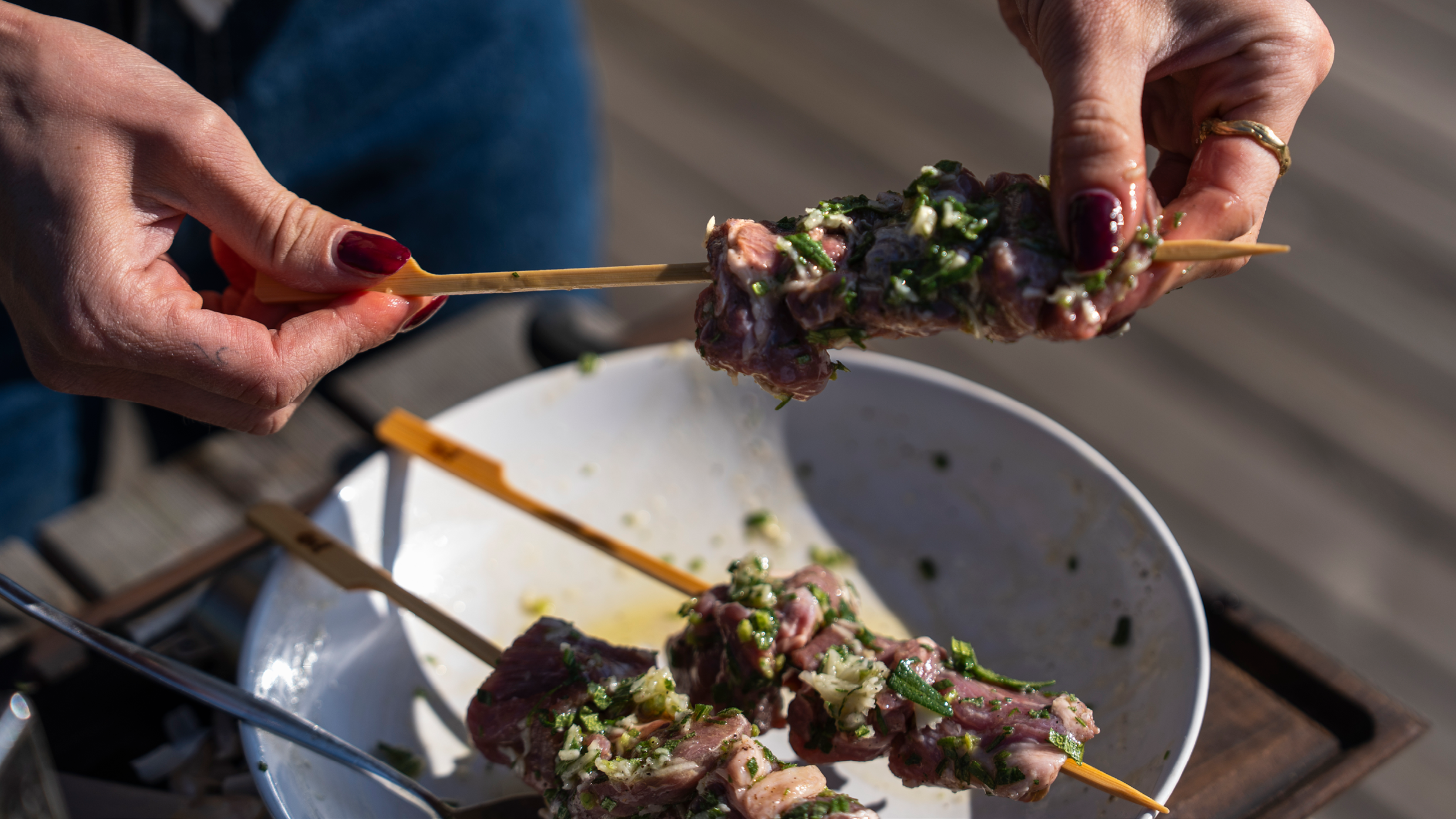 Grillspyd med lammekød