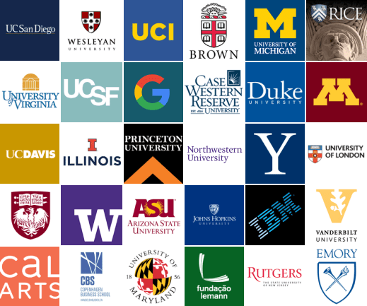 Thirty logos from well known universities 
