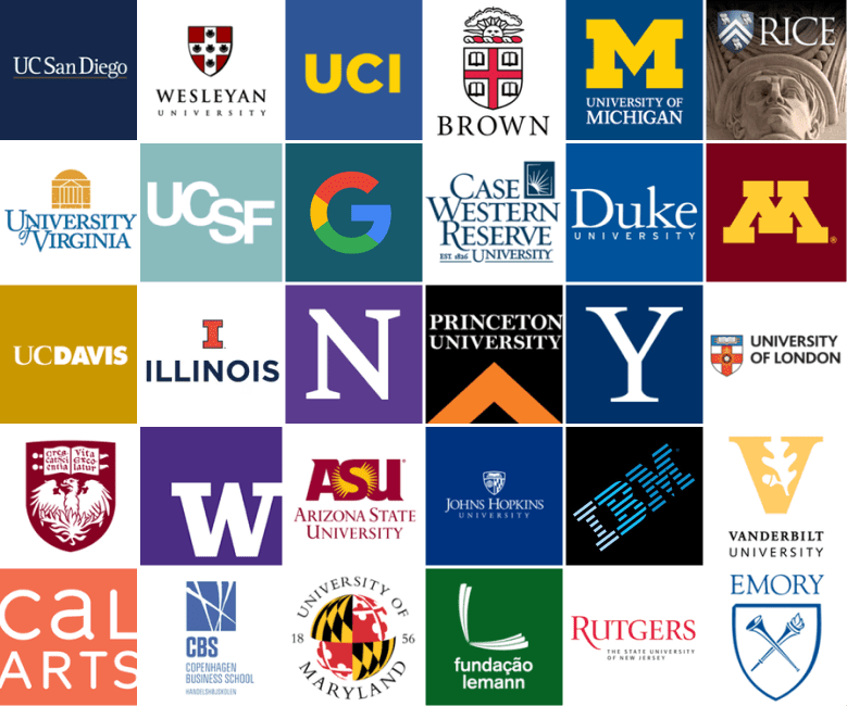 Thirty logos from well known universities 