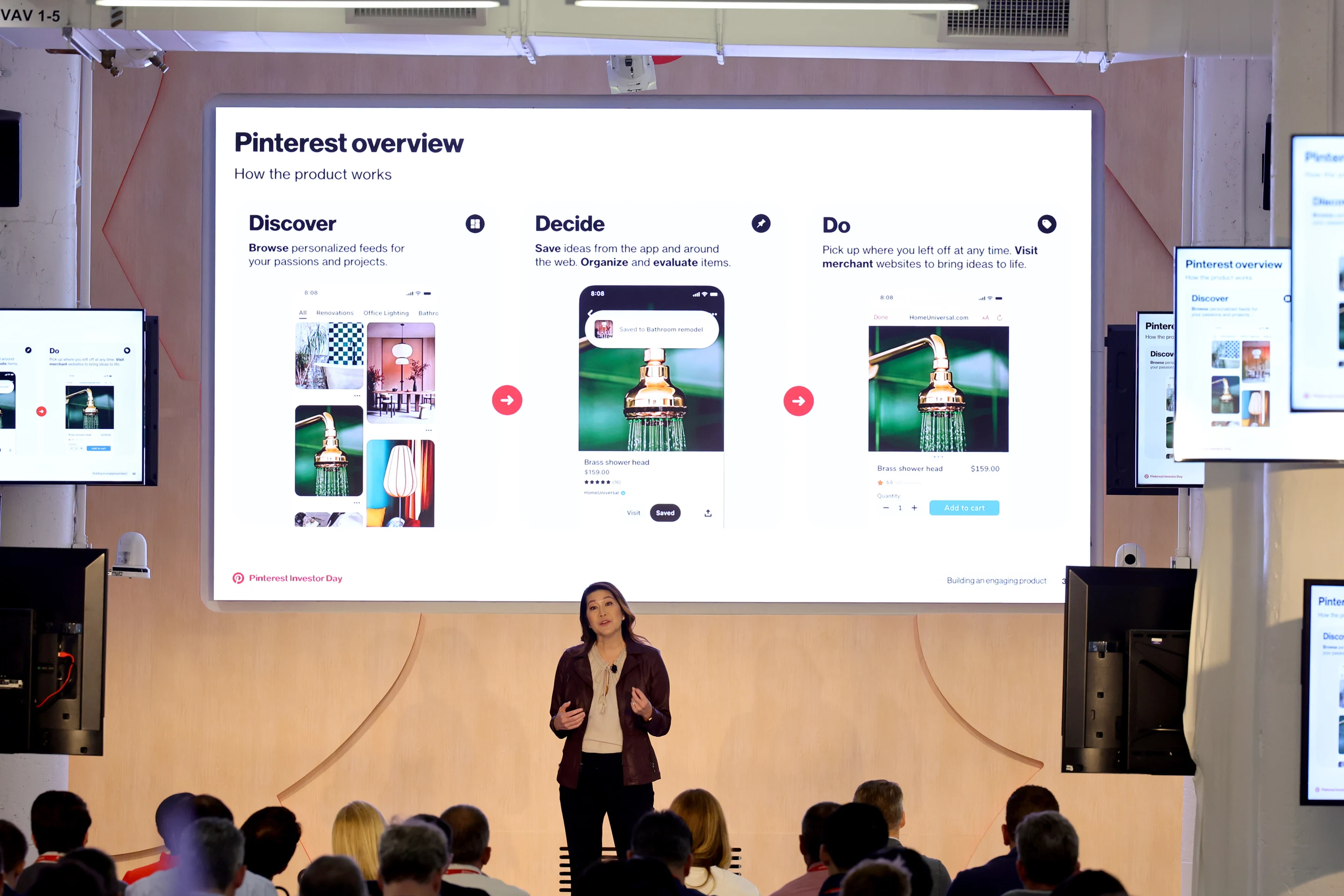 Pinterest's Chief Product Officer Sabrina Ellis presents to the crowd at Investor Day 2023.