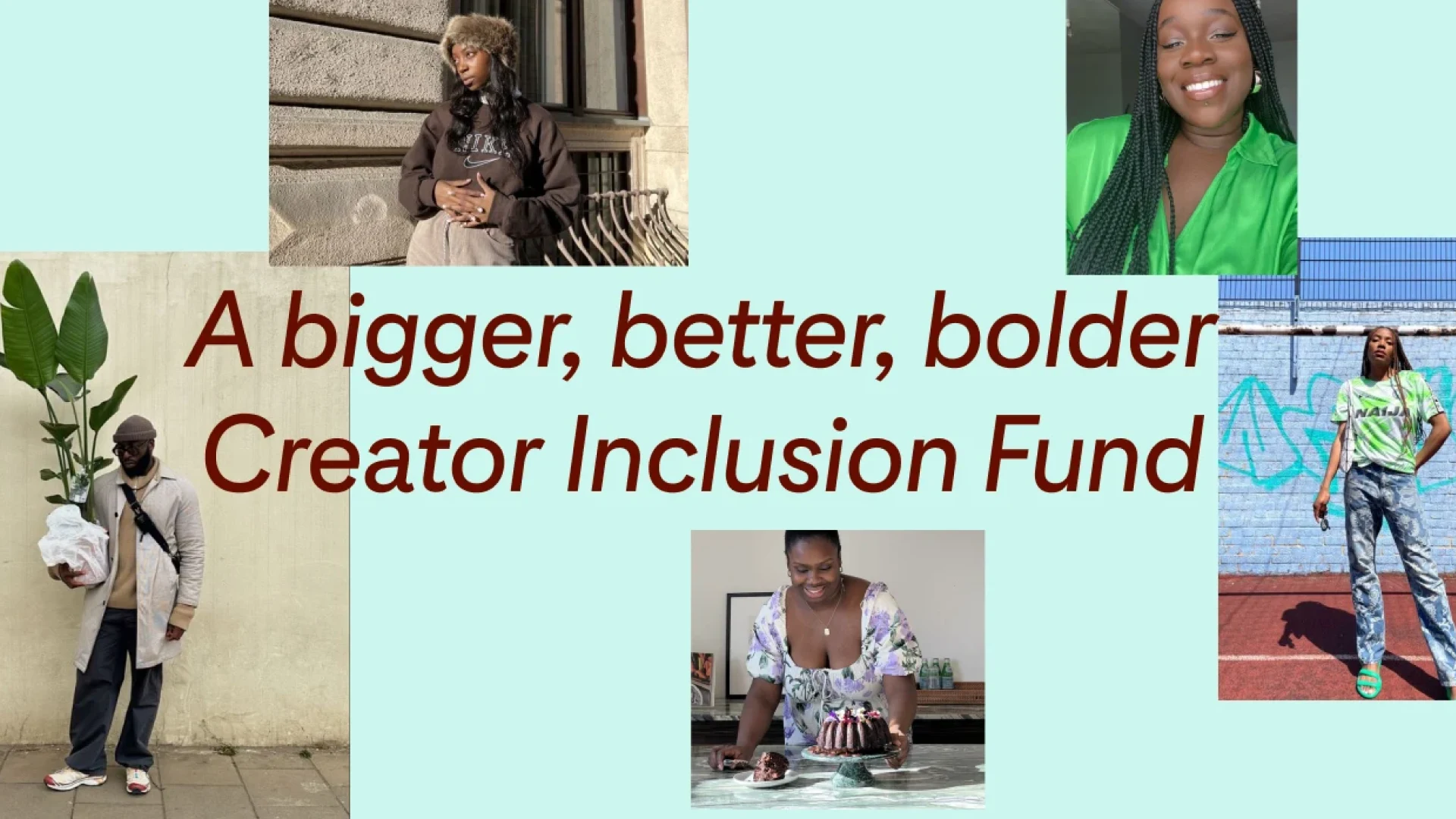 A collage of photos of Black creators to celebrate the second edition of Pinterest's Creator Inclusion Fund