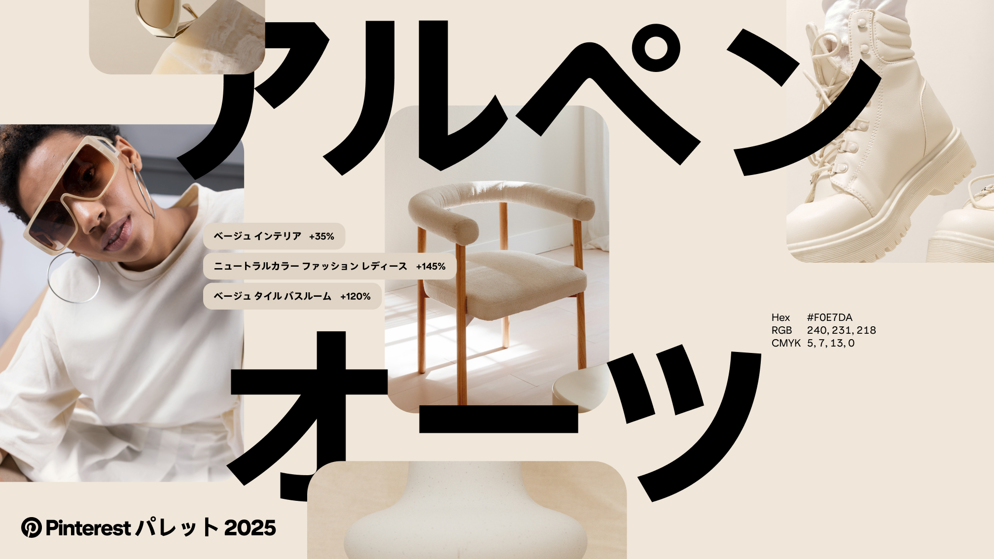 ベージュの画像と Pinterest 検索ワードに重ねられた「アルペンオーツ」の文字