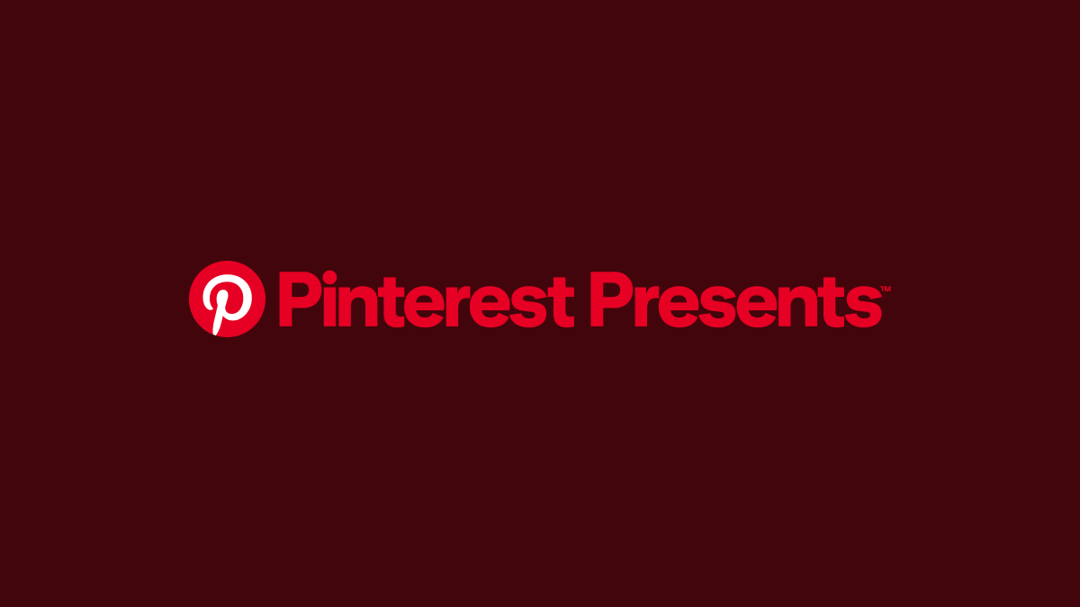  Pinterest logo followed by the words “Pinterest Presents” in red on a dark maroon background.