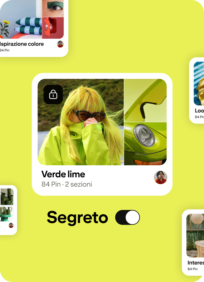 Una bacheca intitolata "Hyper green" con l'icona di un lucchetto e un pulsante di attivazione/disattivazione con la scritta "Segreta", che indica che la bacheca è impostata come privata.