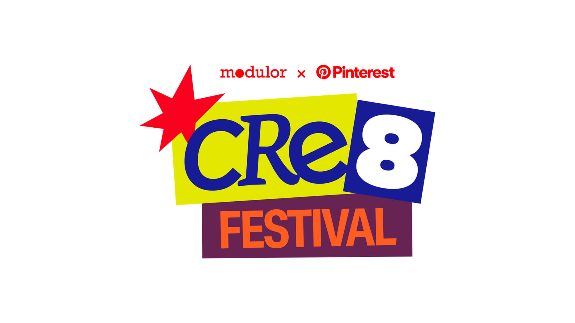 Grafisches Logo des „CRe8 Festival", veranstaltet von Modulor und Pinterest.