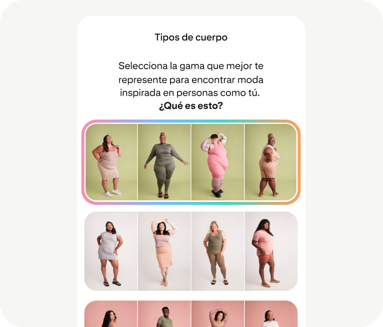 Una herramienta pide a las personas que usen una selección de fotos para elegir un tipo de cuerpo representativo que les ayude a encontrar inspiración en la moda.