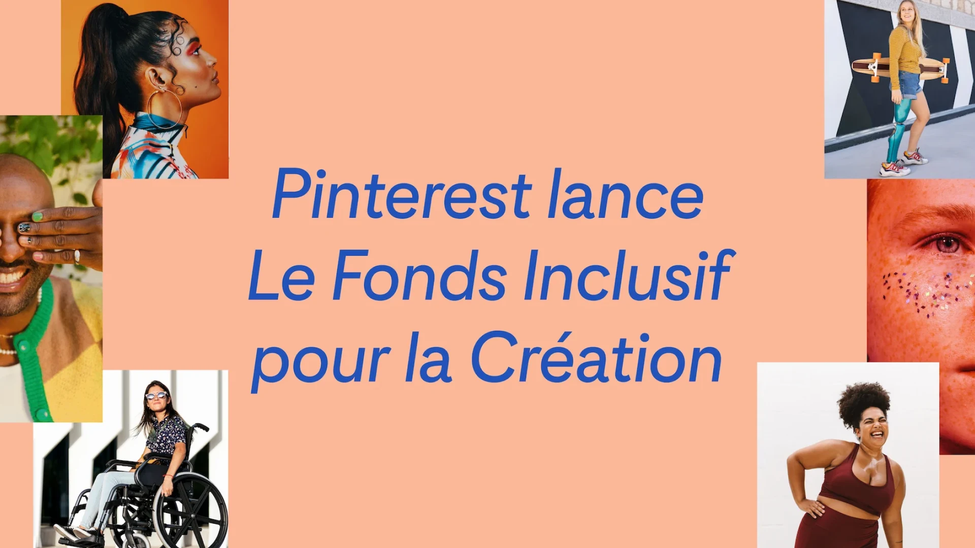Collage d’images mode, beauté et lifestyle entourant l’annonce du lancement du Fonds Inclusif pour la Création de Pinterest en France