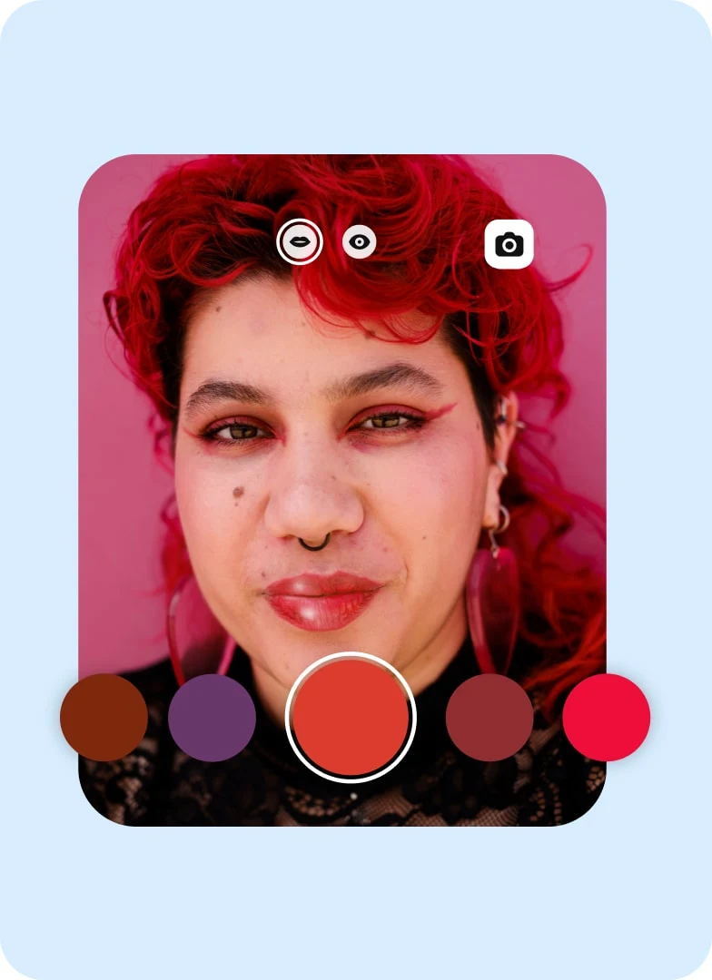 A teen Pinterest user tries on make-up virtually on Pinterest