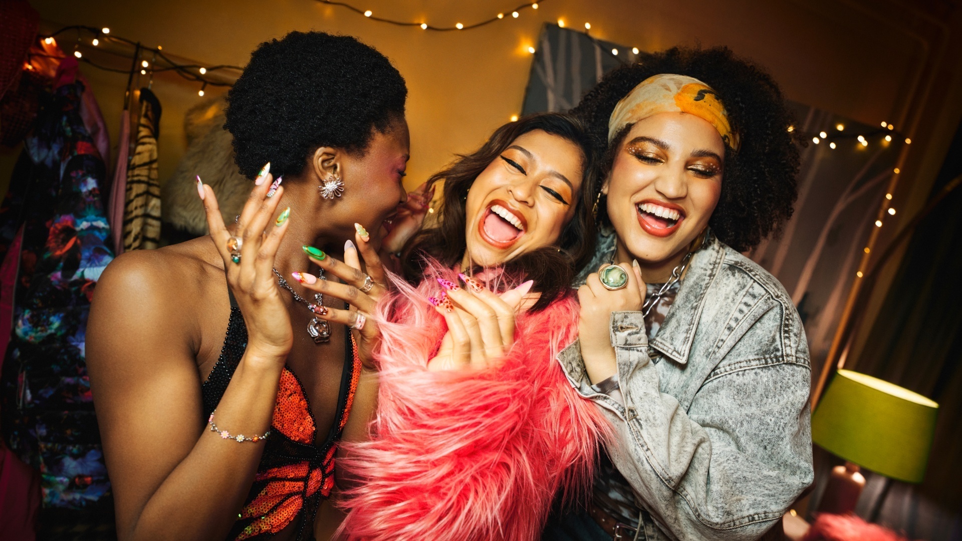Three friends having fun
