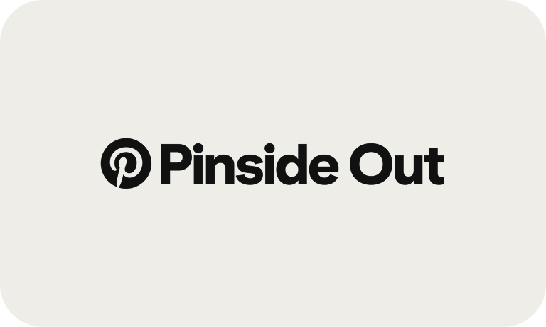 Le logo Pinterest et les mots « Pinside Out » sont écrits en noir sur fond gris.