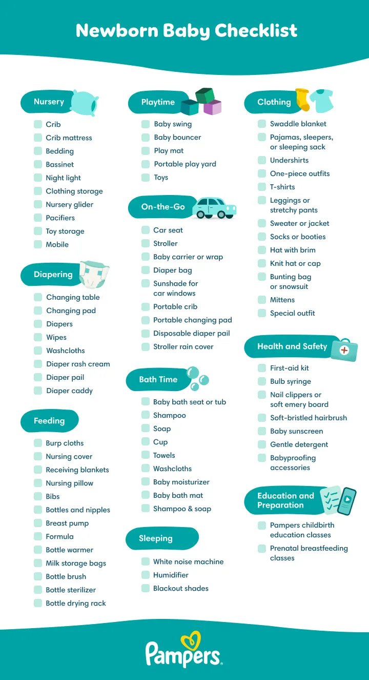 Newborn baby essentials checklist
