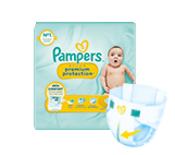 Pampers Premium protection packshot avec un lange