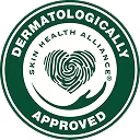 Emblemat: Zatwierdzone dermatologicznie i Skin Health Alliance