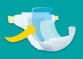 Abbildung der extra Trockenheitslage im Inneren der Windel