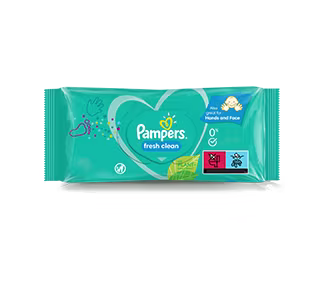 Paquet de lingettes Pampers Fresh Clean pour mains, visage et corps de bébé