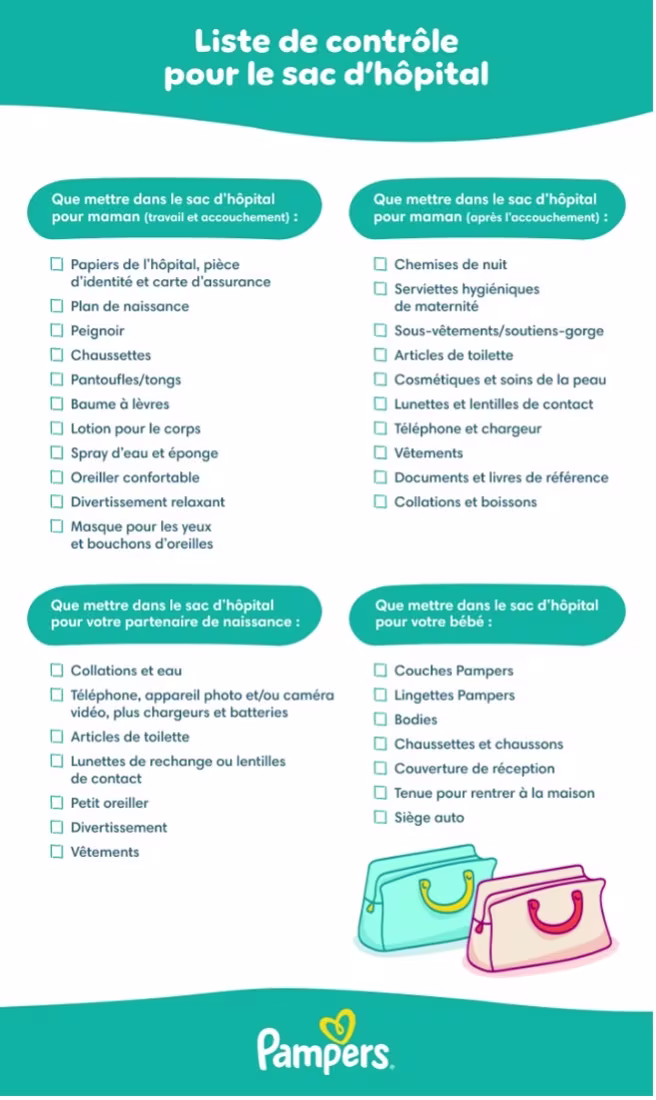 liste de contrôle pour le sac d'hôpital