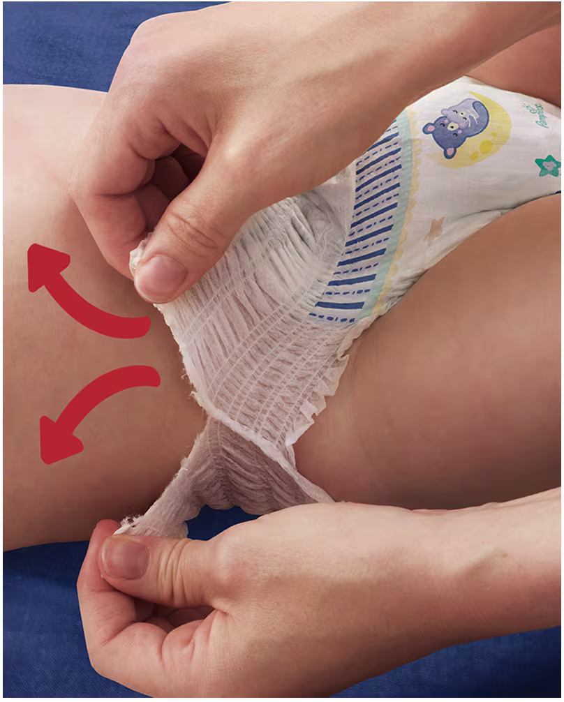 Zwei Hände, die zeigen, wie man eine Pants durch Aufreißen der Seitenbündchen auszieht.