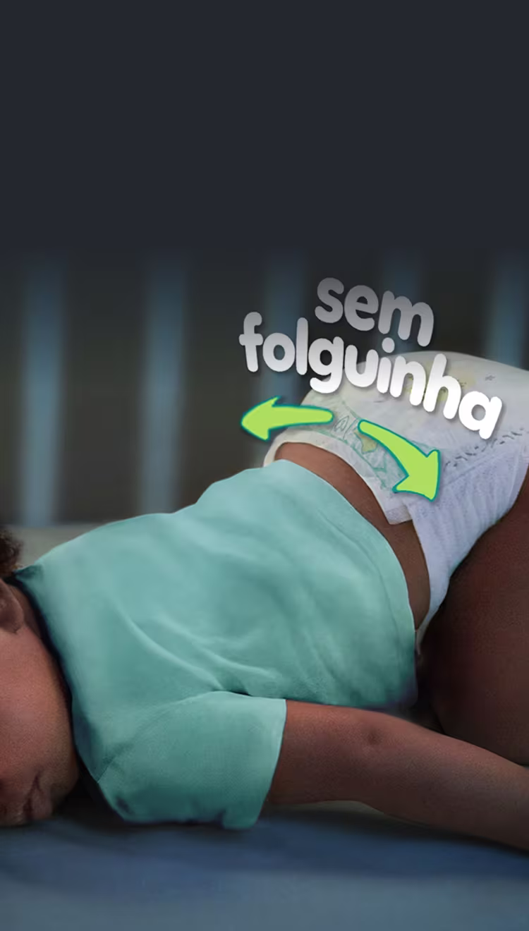 Imagem mostrando o Ajuste Elástico em fralda Pampers Confort Sec.