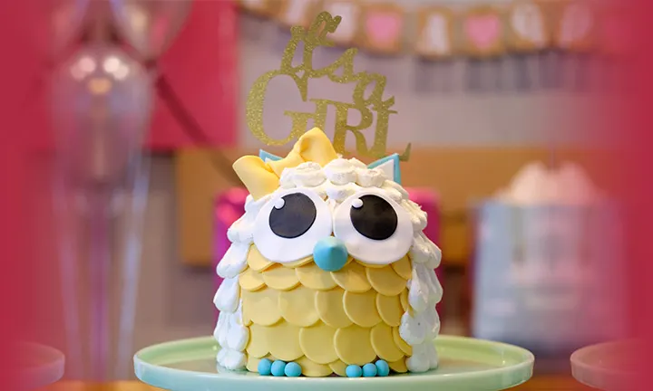 Tarta de búho para baby shower de niño Tarta de búho para baby shower de niño