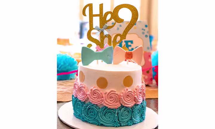Gender reveal baby shower cake