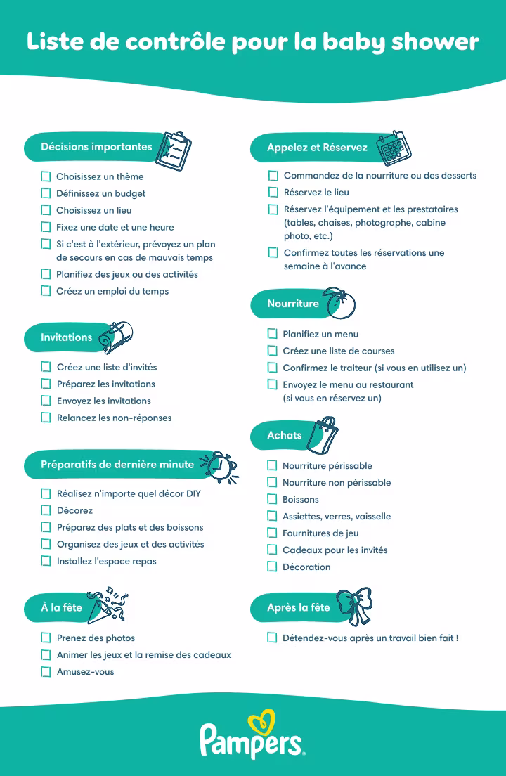 Liste de contrôle pour baby shower Liste de contrôle pour baby shower