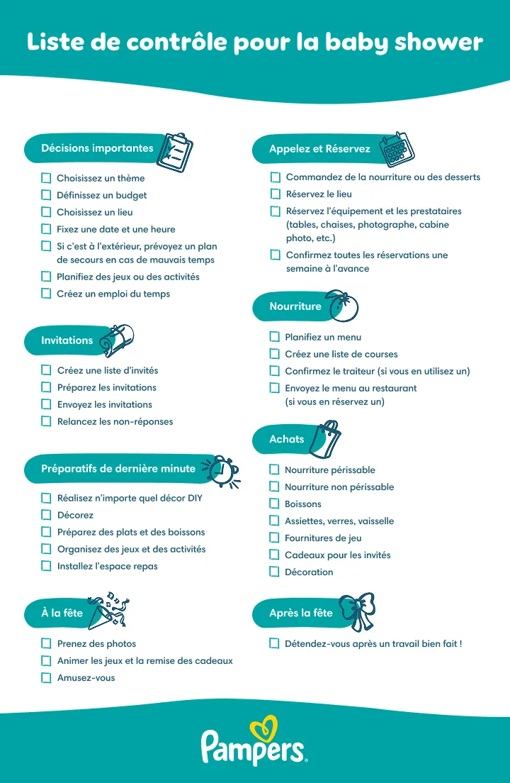 Liste de contrôle pour baby shower Liste de contrôle pour baby shower