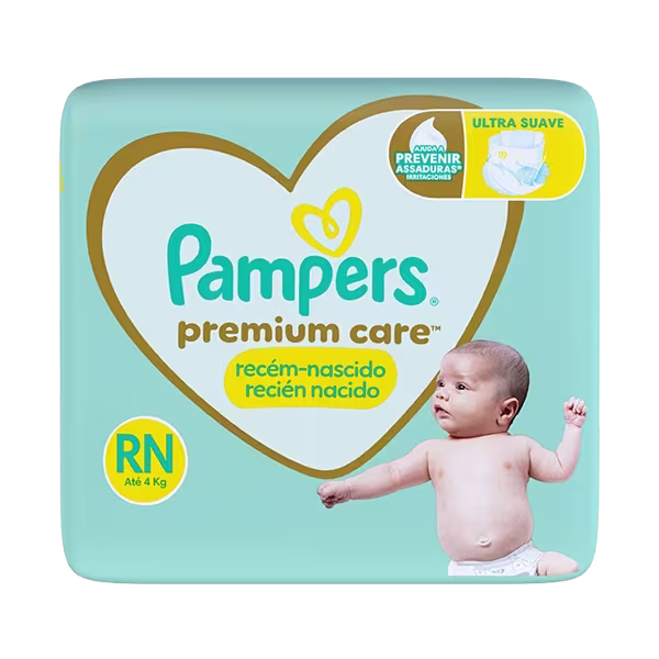 Pampers® Premium Care Recém-Nascido™ TAMANHO RN - RN+ 4.8 de 5 estrelas