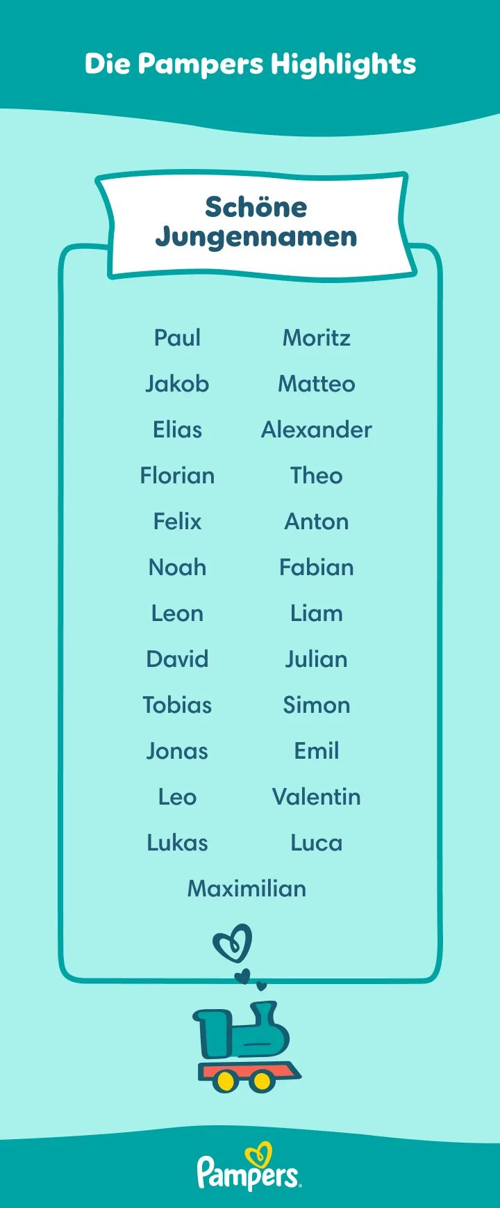 Jungennamen: die Pampers Highlights 2024