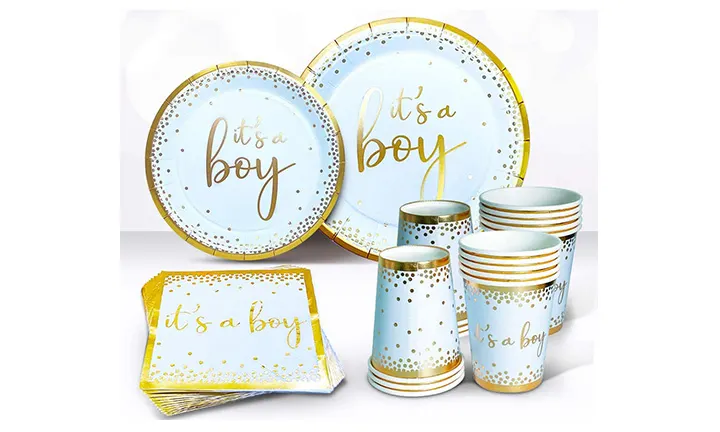 Sweet Baby Co. Oh Baby Boy Shower Plates and Napkins