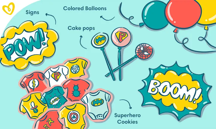 Superheroes theme idea for a baby boy shower
