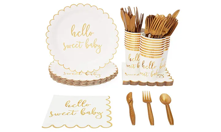 Hello Sweet Baby Shower Supplies Dinnerware Set