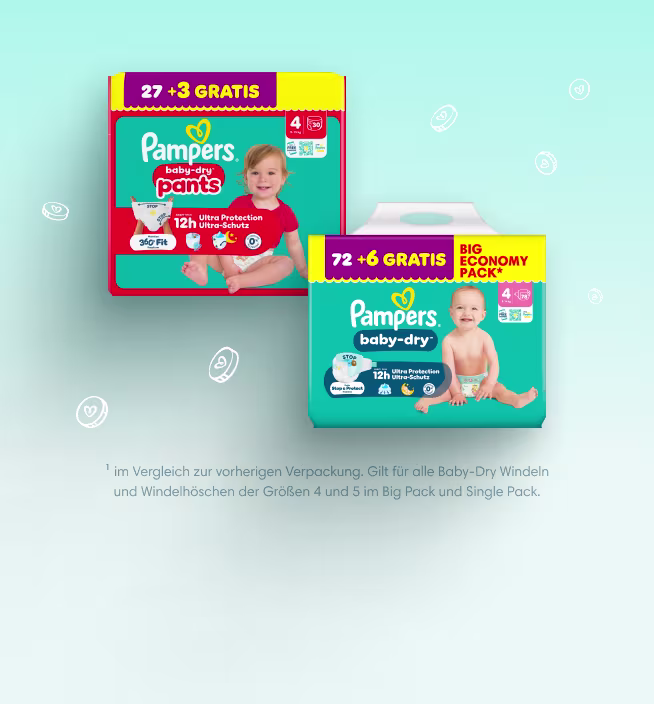Pampers Baby-Dry Pants und Baby-Dry Windeln im Vorteils-Pack mit Extra-Windeln