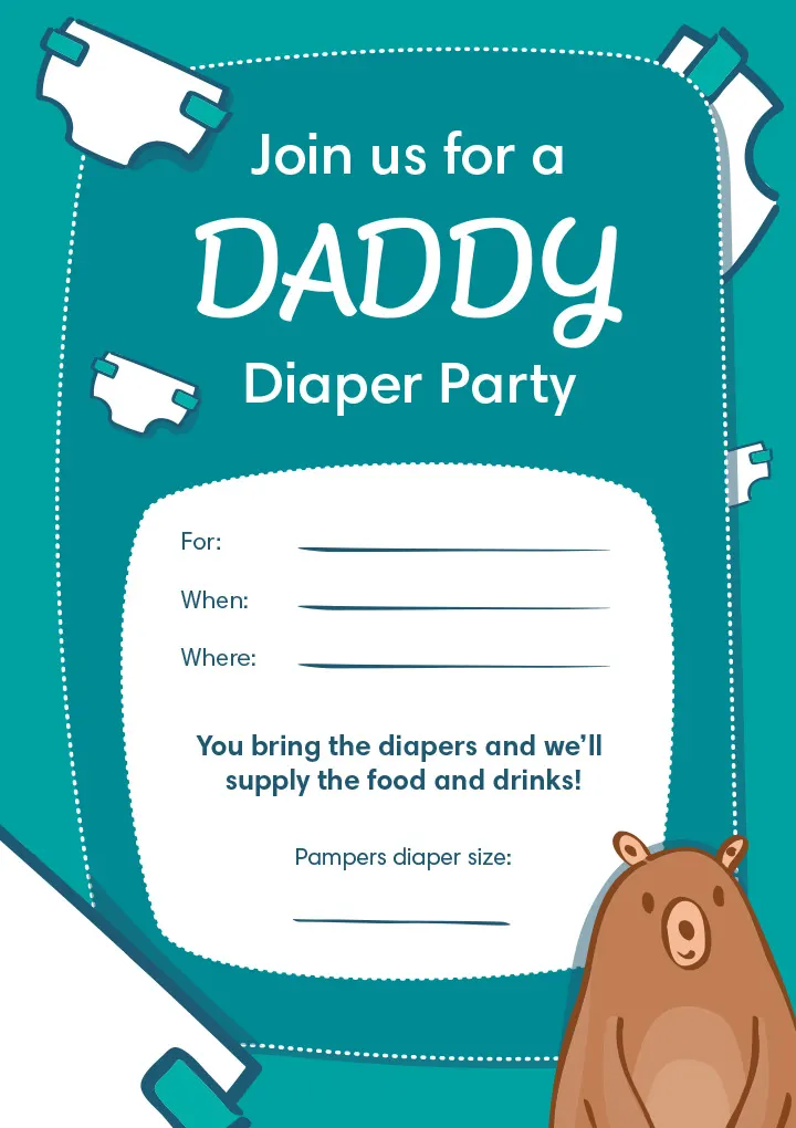 Daddy diaper party invitation printable Daddy diaper party invitation printable