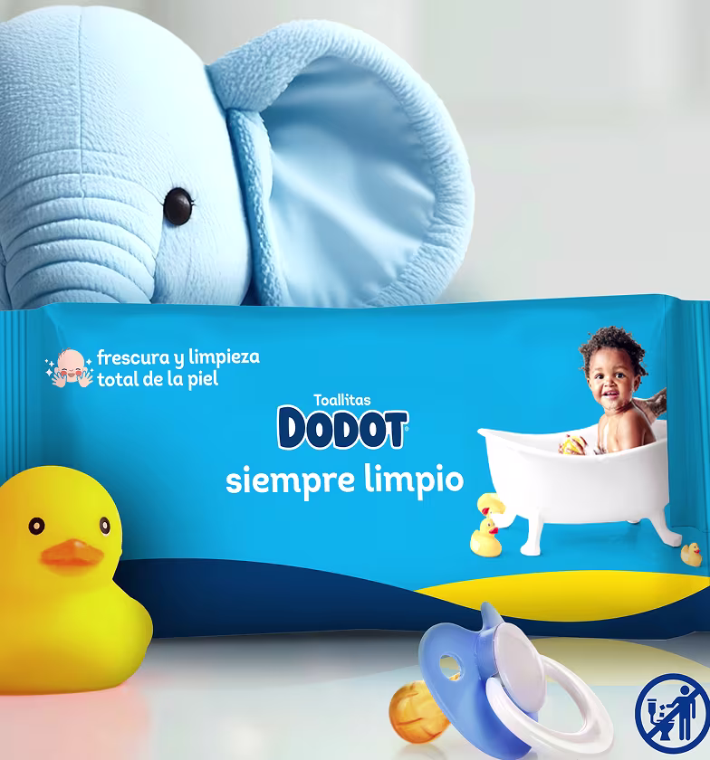 Un primer plano de un paquete de toallitas para bebés Dodot Siempre Limpio. Un primer plano de un paquete de toallitas para bebés Dodot Siempre Limpio.