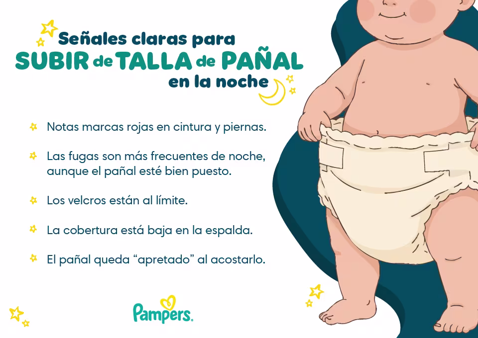 Señales claras para subir de talla de pañal en la noche Pañales
